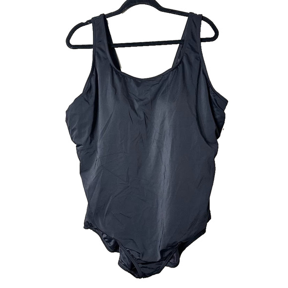 Lands End One Piece Womens 26W Swimsuit Swim Beach Resort Cruise Black Padded - Picture 1 of 5